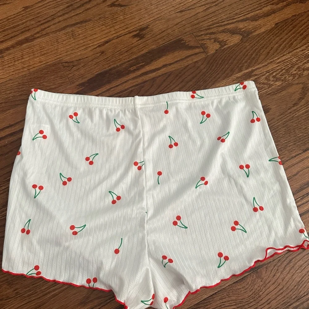 Cherry Print White and Red Sleepwear Set - Picture 3 of 5